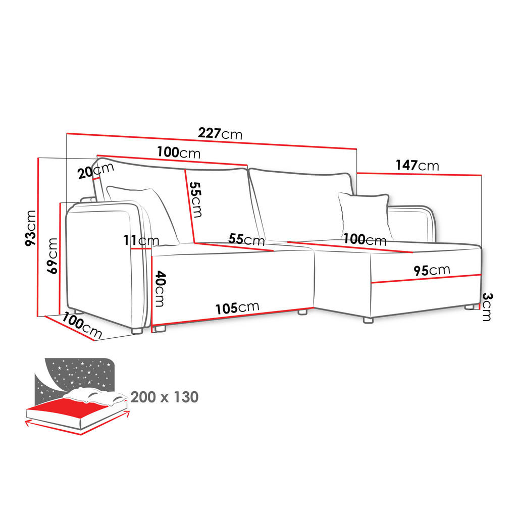 Thumbnail - Mirjan24 Ecksofa, Hellgrau, Textil, 4-Sitzer, L-Form,L-Form, rund, 227x147 cm, Wohnzimmer, Sofas & Couches, Wohnlandscha...