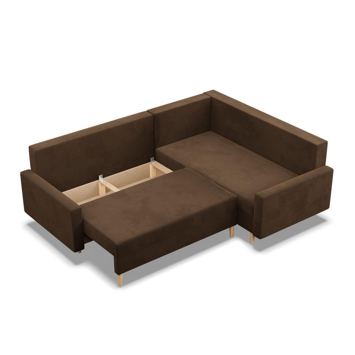 ECKSOFA RECHTS MIT SCHLAFFUNKTION BLANK, Bonell Braun - Braun, Textil (223/175cm) - Mebligo