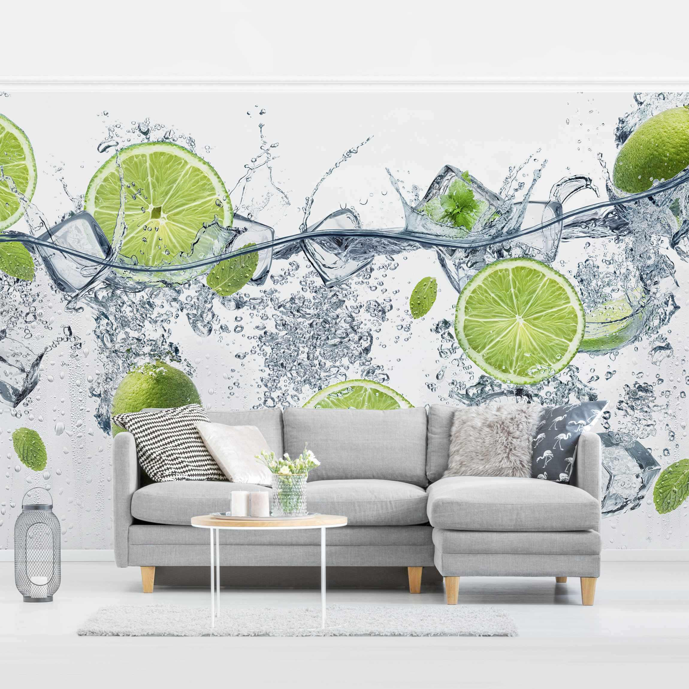 FOTOTAPETE Erfrischende Limette 336/225 cm - Weiß, Papier (336/225cm) - Bilderwelten