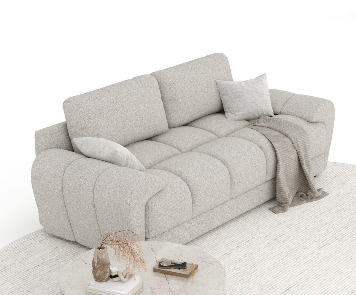 3-SITZER SOFA Peebles Beige Webstoff - Beige/Schwarz, Holz/Holzwerkstoff (244/90/101cm) - Maison de Reve