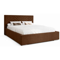POLSTERBETT 200x200 cm AURA, Doppelbett mit Bettkasten und Lattenrost aus Holz, Velourstoff: Dunkelbraun - Dunkelbraun, Holz/Kunststoff (200/200cm) - Marpur