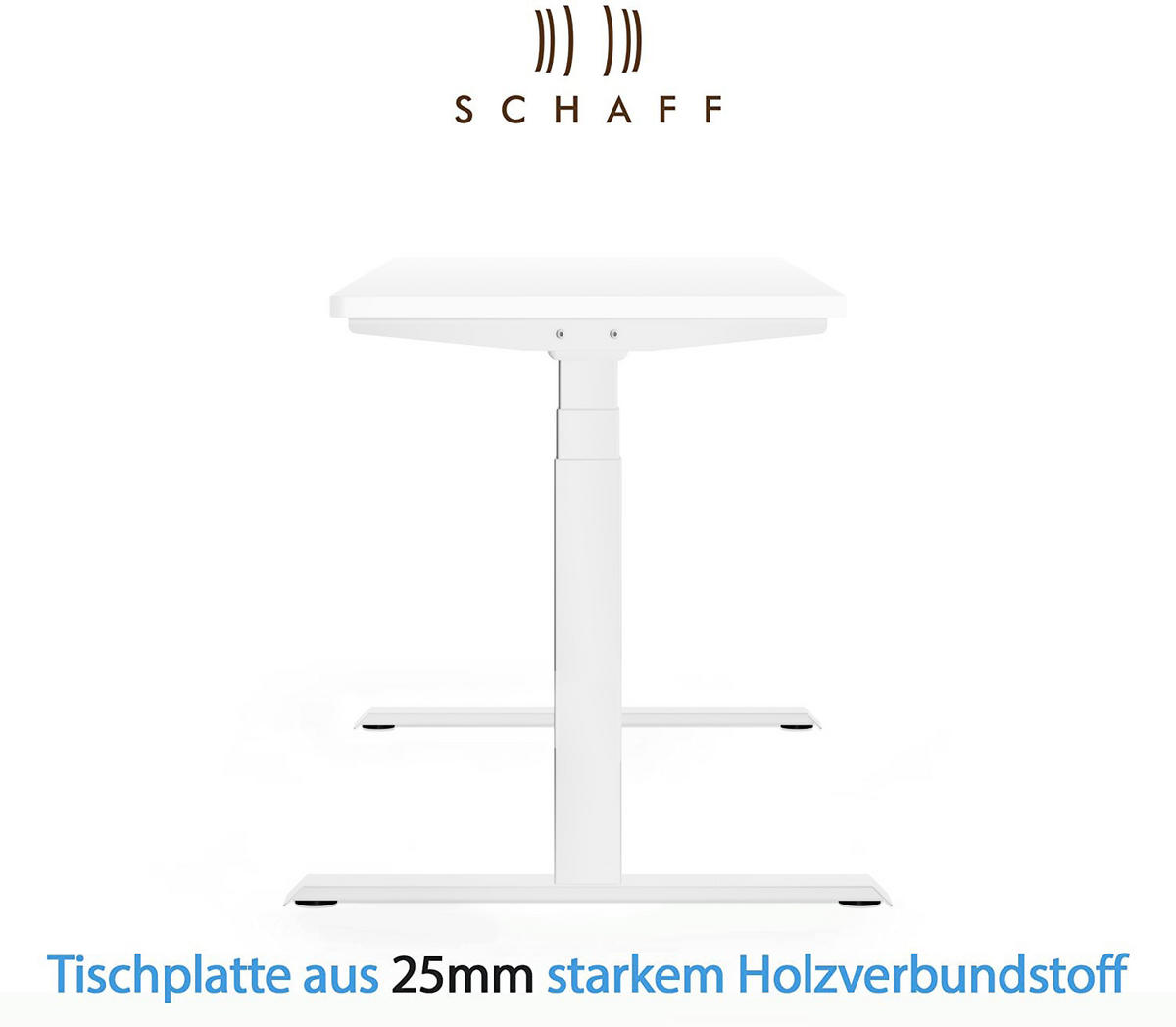 SCHREIBTISCH elektrisch höhenverstellbar REC 160x60 cm - Weiß, Metall (60/160/65cm) - Schaff
