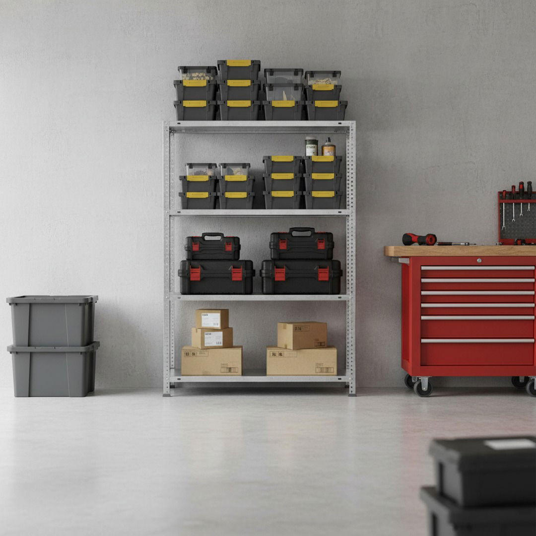 SCHRAUBREGAL PANDA MID | HxBxT 150x80x50cm | 4 Fachböden | Fachlast 100kg | Verzinkt - Silberfarben, Metall (80/150/50cm) - PROREGAL