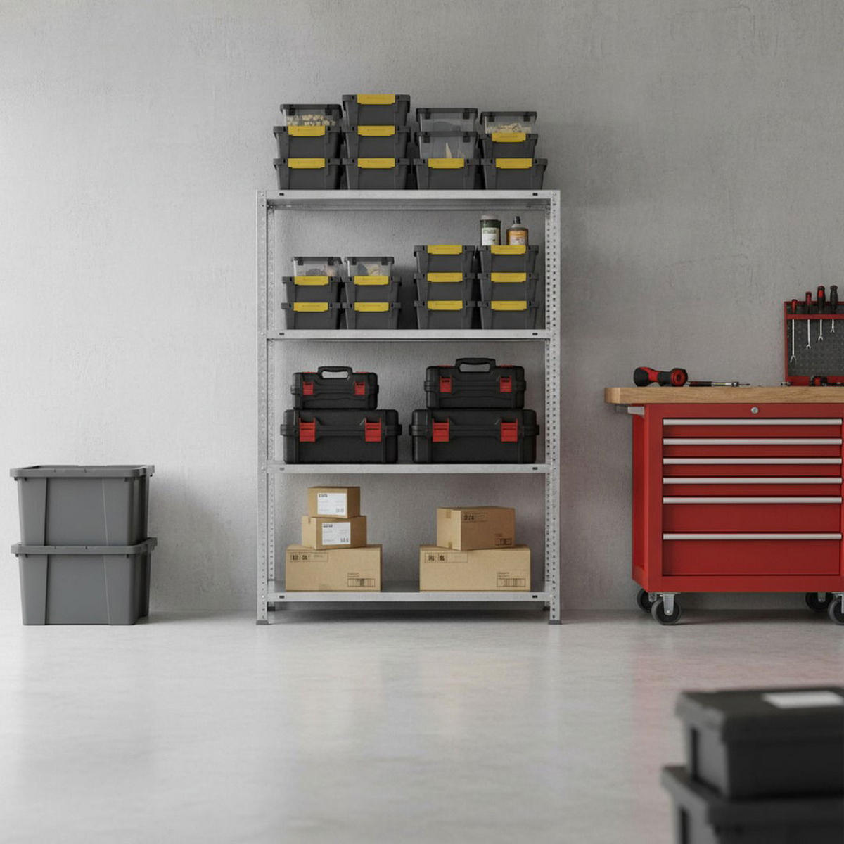 SCHRAUBREGAL PANDA MID | HxBxT 150x80x50cm | 4 Fachböden | Fachlast 100kg | Verzinkt - Silberfarben, Metall (80/150/50cm) - PROREGAL