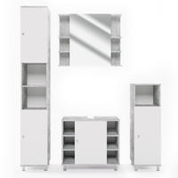 BADMÖBEL-SET Fynn Beton 4 Teile - Schieferfarben/Weiß, Holzwerkstoff (60/54/32cm) - Vicco