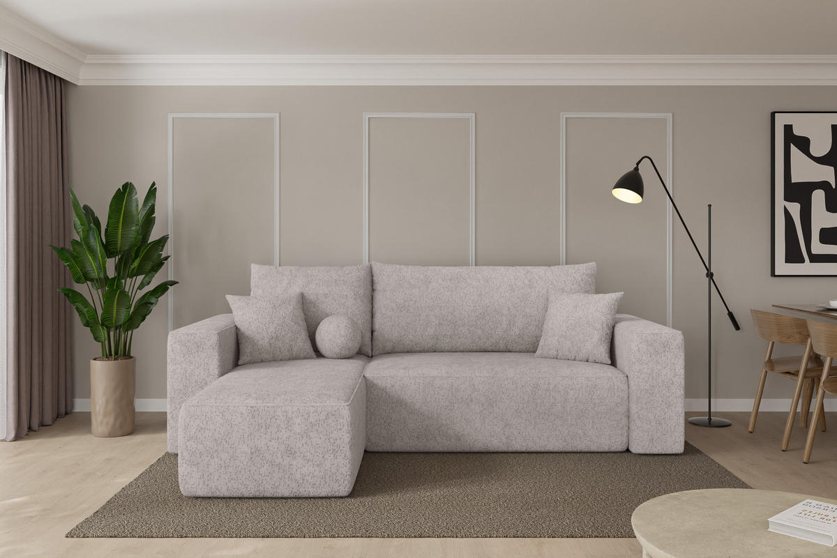 ROHOVÁ SEDAČKA s funkcí spaní, otoman vlevo SENO-L 249x139x85 světle šedá velur - černá/světle šedá, kompozitní dřevo/textil (249/139cm) - ALTDECOR