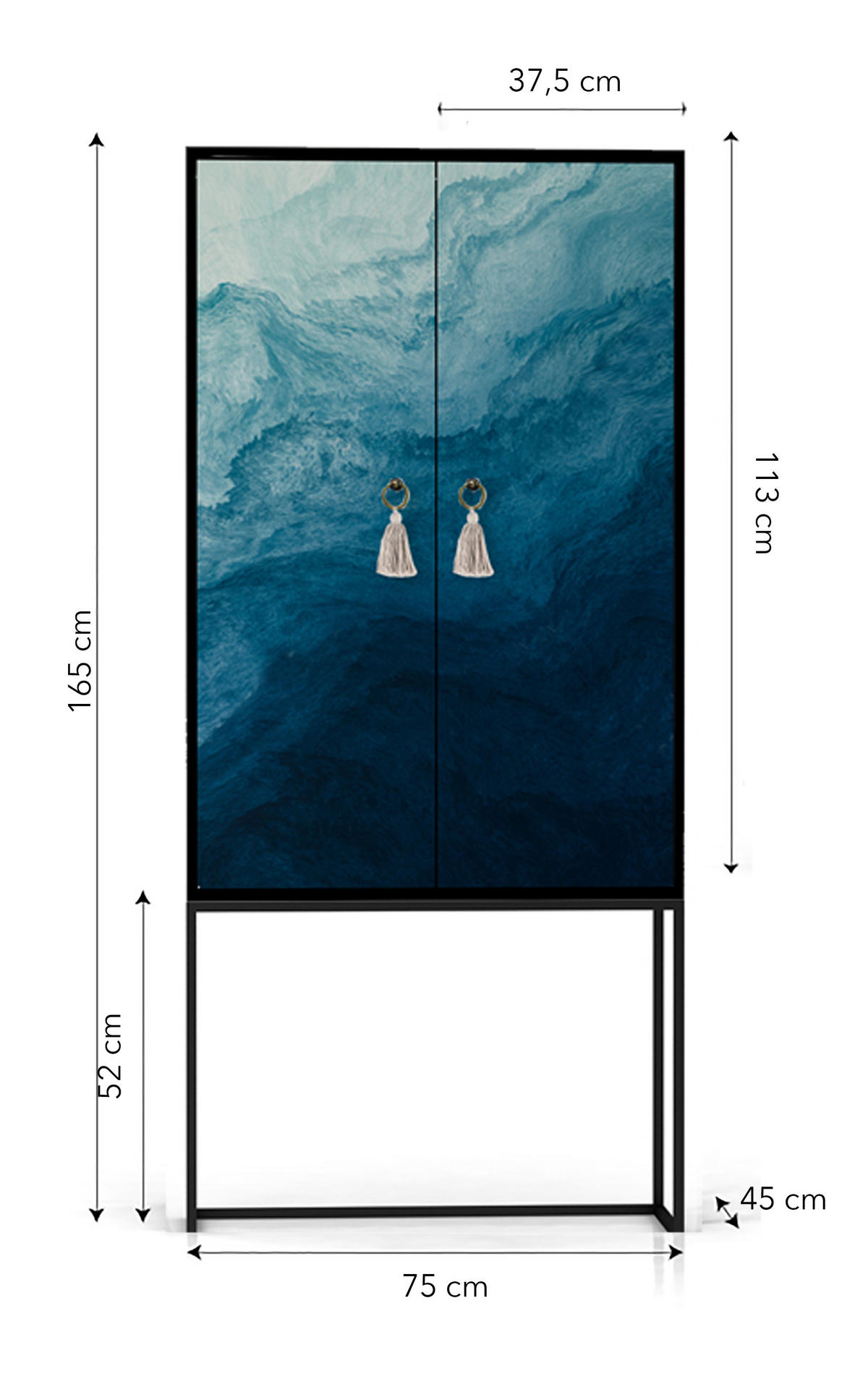 HIGHBOARD aus MDF ALVA BLUE OCEAN - Dunkelblau, Holzwerkstoff (75/164.5/45cm) - RNT By Really Nice Things