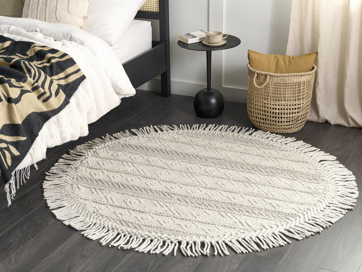 KURZFLOR-TEPPICH Baltalar 140/140 cm - Beige, Textil (140/140cm) - Beliani