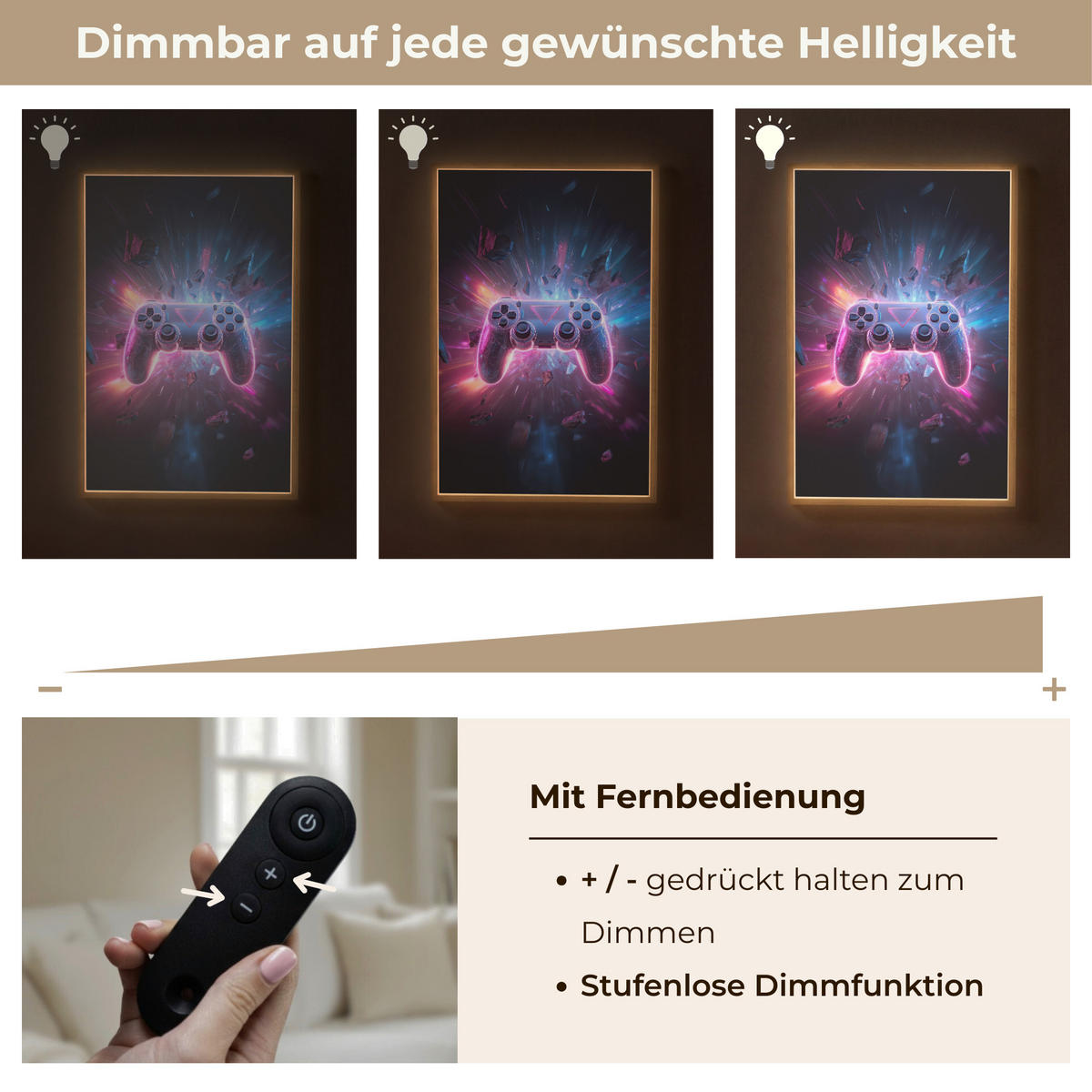 NÁSTĚNNÁ LAMPA S AKUMULÁTOREM Controller - Neon - Explosion - Abstraktní 60x90 cm - fialová, kompozitní dřevo (60/90/8cm)