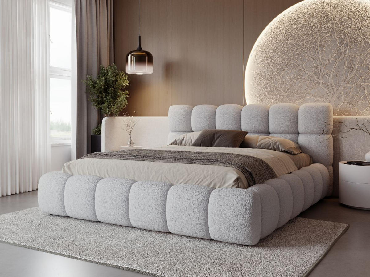 POLSTERBETT Modo 180x200 Bouclé-Stoff Grau - Grau, Textil (180/200cm) - Graingold