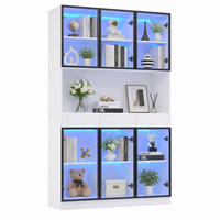 VITRINENSCHRANK mit LED 120 x 200 cm Weiß 3 Schubladen - Weiß, Holzwerkstoff (36/200/120cm) - Beauniv