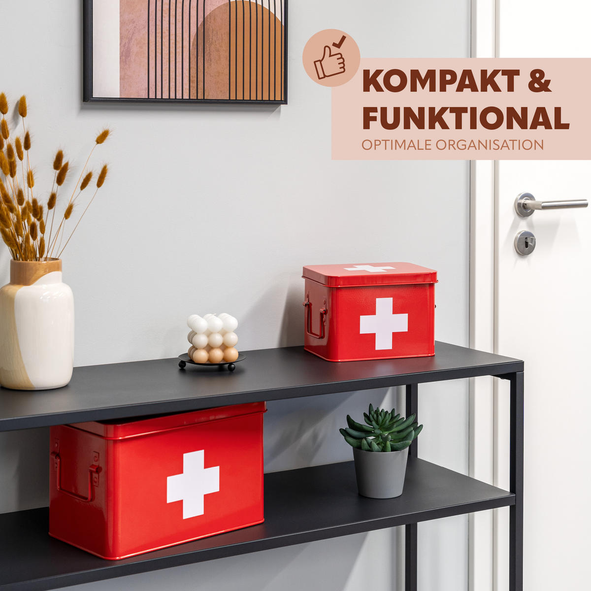 MEDIZINBOX, rot, Metall - Rot, Metall (22.5/15.5/16.5cm) - eluno