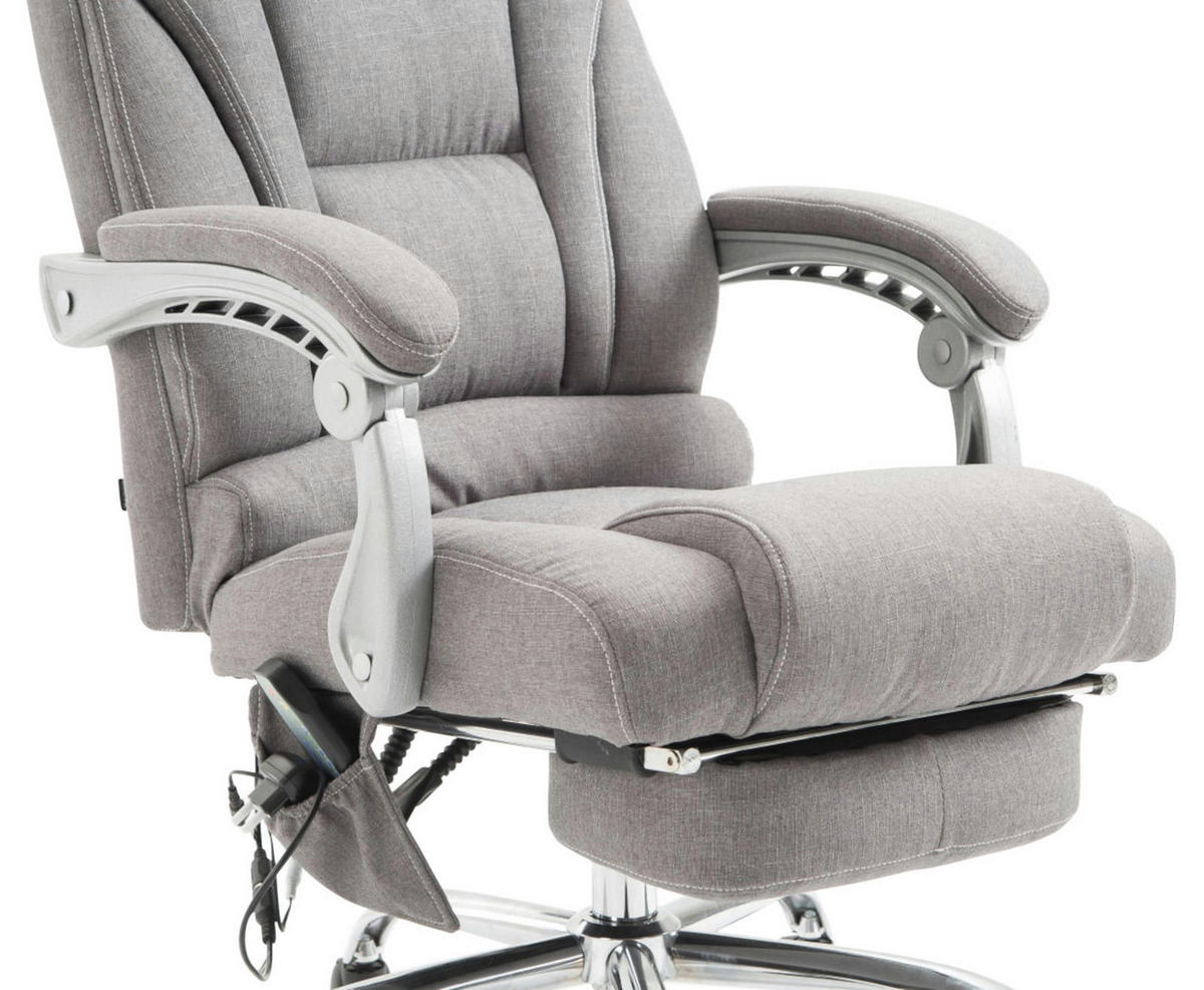 CHEFSESSEL Stoff grau - Chromfarben/Grau, Textil/Metall (68/118/64cm) - CLP