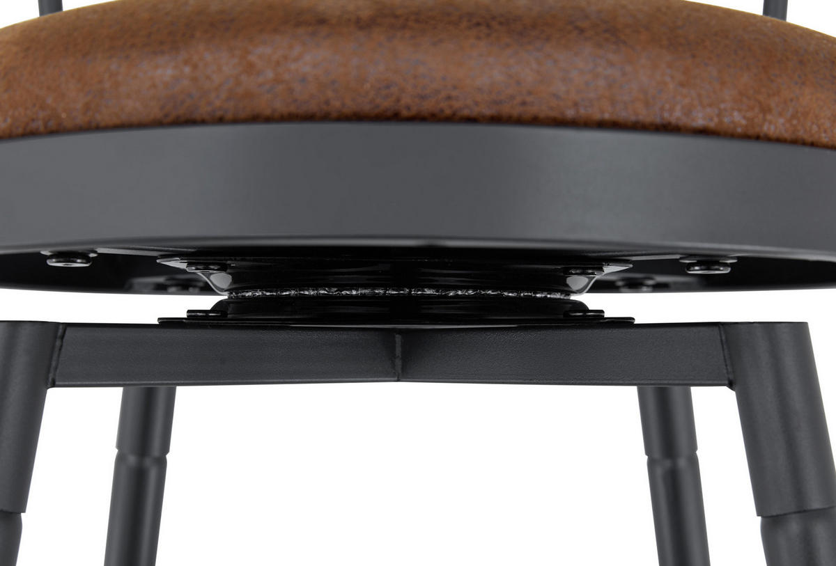 BARHOCKER mit gepolstertem Sitz Metall PU Brown - Braun, Metall (39/96/39cm) - Meubliv