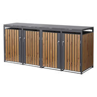 SADA na popelnice 4 ks, antracitová s dřevěným vzhledem - šedohnědá, kov (264/120/80cm) - ML-DESIGN