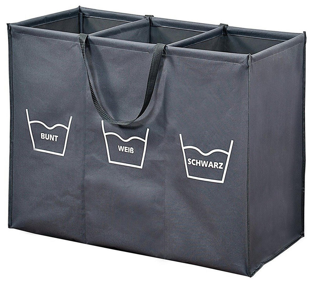 WÄSCHEKORB in grau mit Fächern 35/75/60 cm - Anthrazit, Textil (75/60/35cm) - Kesper