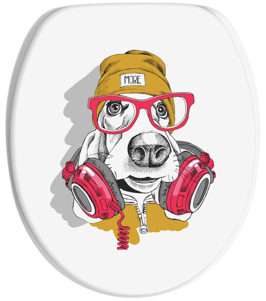 WC-SITZ mit Absenkautomatik Cool Dog - Multicolor, Holzwerkstoff (38/6/47cm) - Sanilo