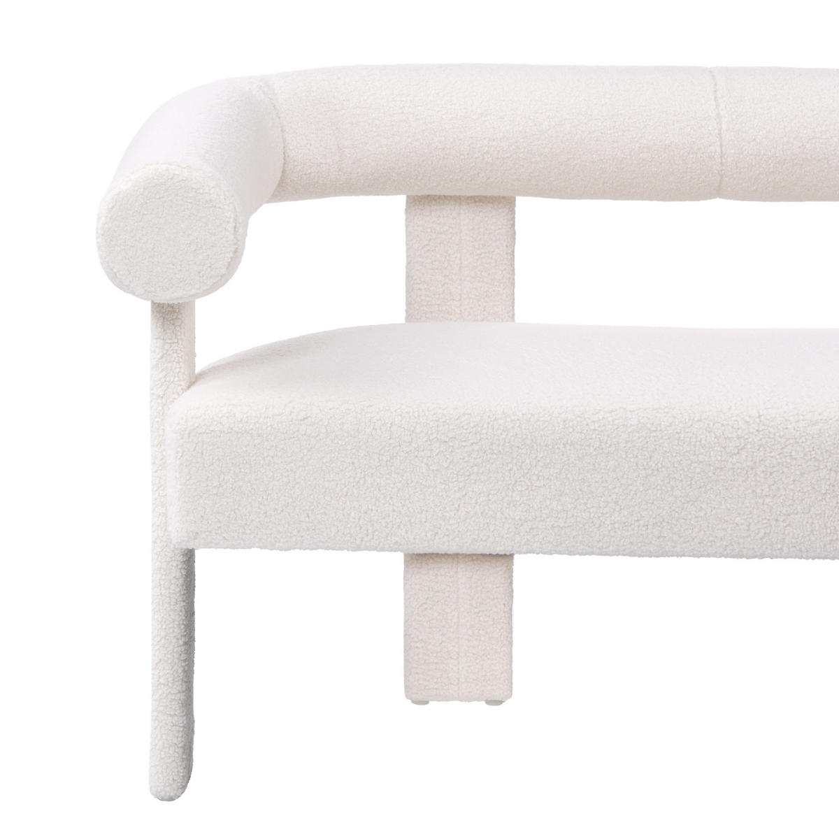 2-SITZER-SOFA Bouclé Cremeweiß Ilbro - Creme, Textil (138/76/68cm) - Beliani