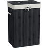 WÄSCHEKORB Wäschetruhe Wäschebox Wäschesammler Eckig Bambus 72 L Schwarz - Schwarz, Naturmaterialien (30/60/40cm) - HOMCOM