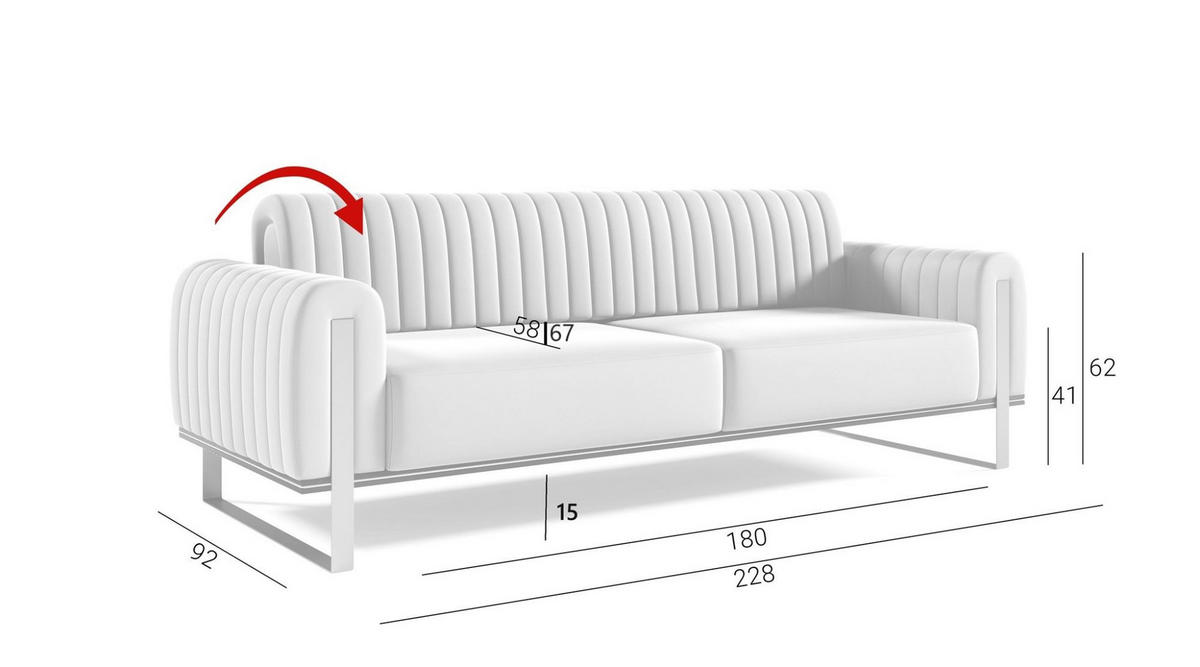SOFA Valerie 3-sitzer - Braun, Holzwerkstoff/Textil (228/79/90cm) - Fun Möbel