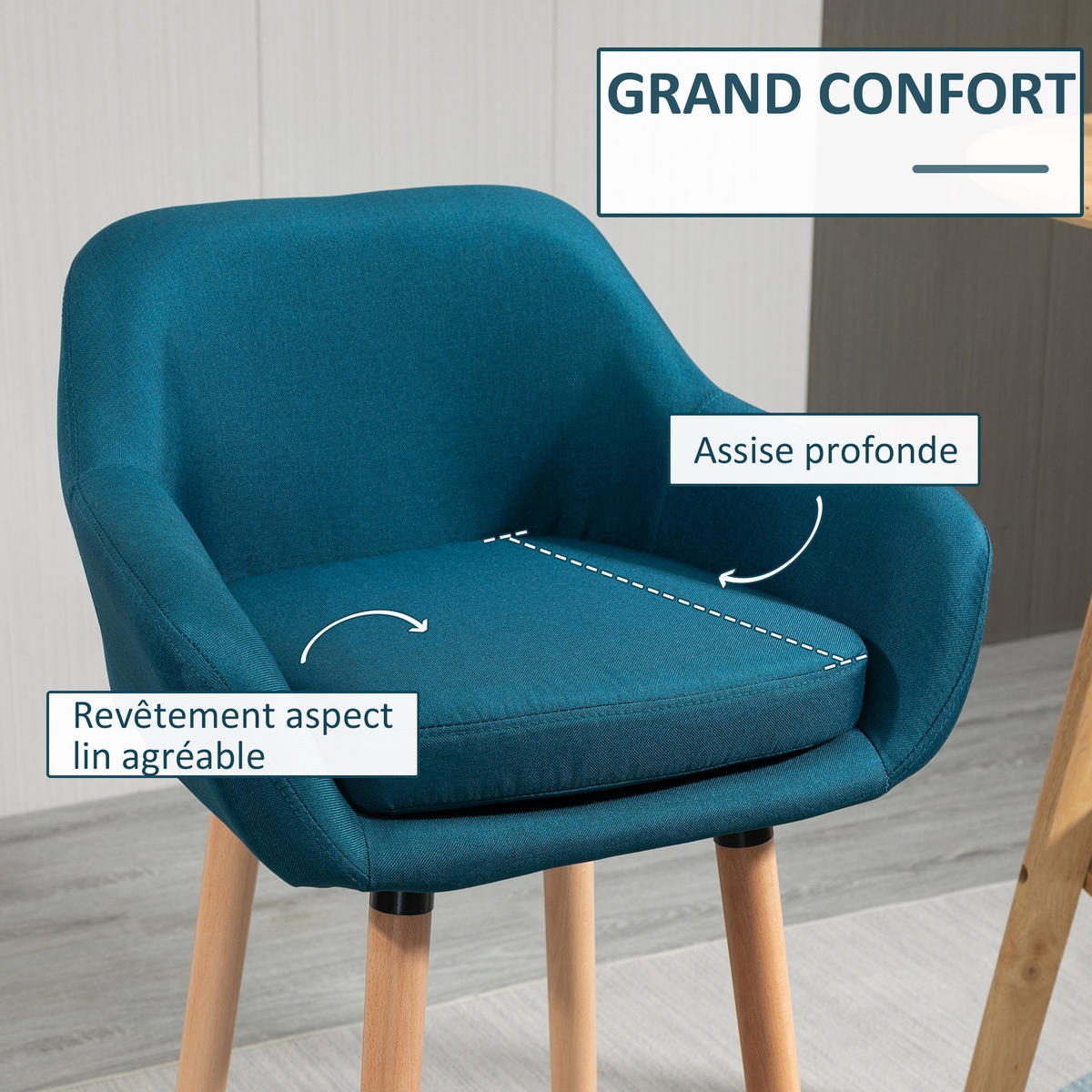BARHOCKER 2er-Set DE-14702 mit Armlehnen Blau - Blau, Holzwerkstoff (48/100/55cm) - ComfortXL