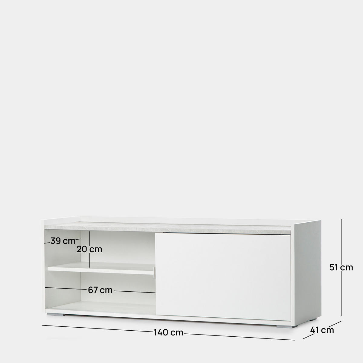 TV-ELEMENT Siena Weiß 140 cm x 51 cm - Weiß, Holzwerkstoff (140/51/41cm) - Klast Home