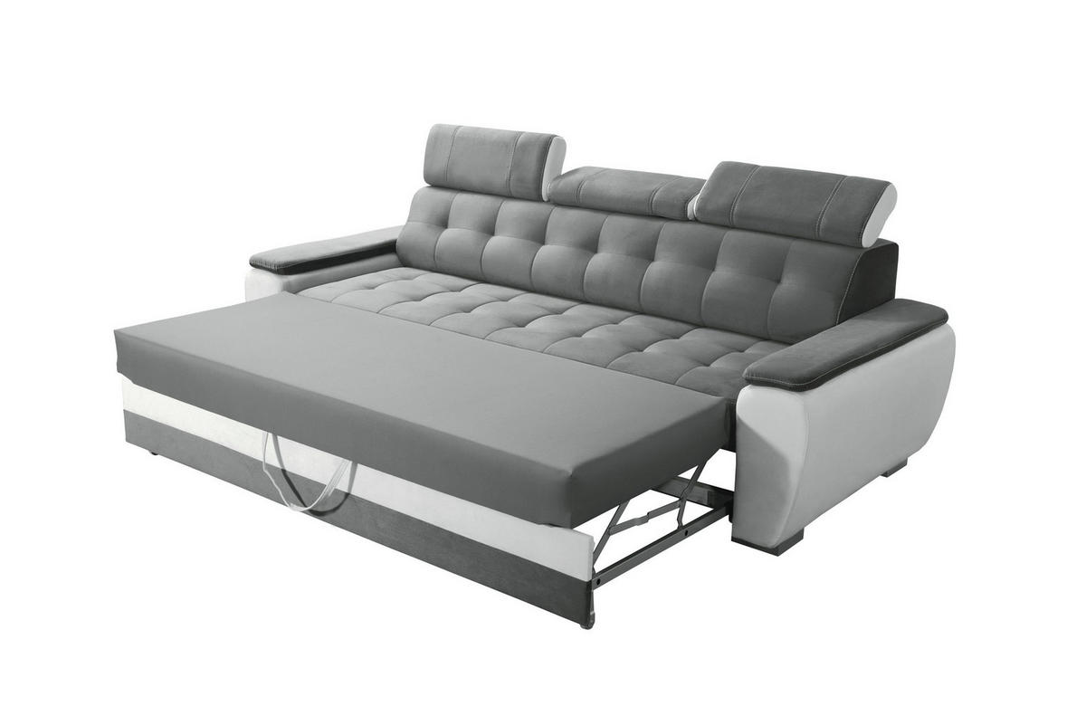 SCHLAFSOFA DIANA Schaumstoff und Holz Breite 230 cm - Blau, Holz (230/90/95cm) - Robin