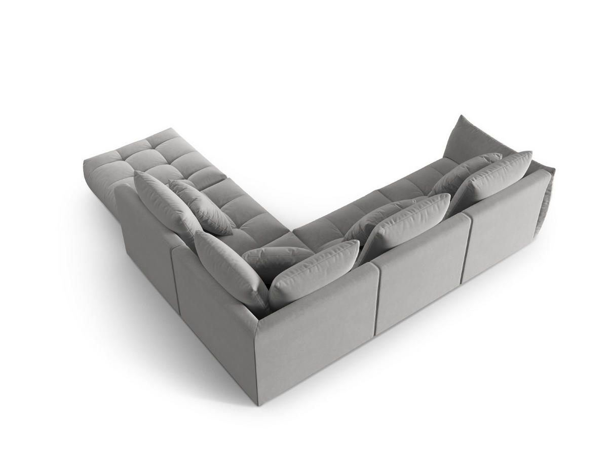 ECKSOFA modular rechts Bloom aus Samt grau 4 Sitzplätze - Grau, Textil (310/316cm) - Micadoni