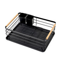 GESCHIRR-ABTROPFGESTELL 14x42x30cm Metall/Holz - Schwarz, Metall (42/14/30cm) - CHEFGASTRO