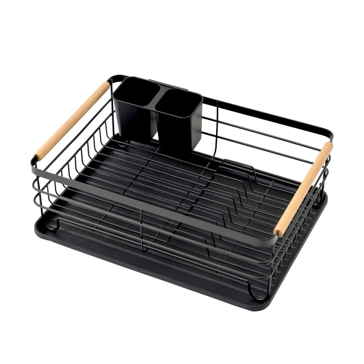 GESCHIRR-ABTROPFGESTELL 14x42x30cm Metall/Holz - Schwarz, Metall (42/14/30cm) - CHEFGASTRO