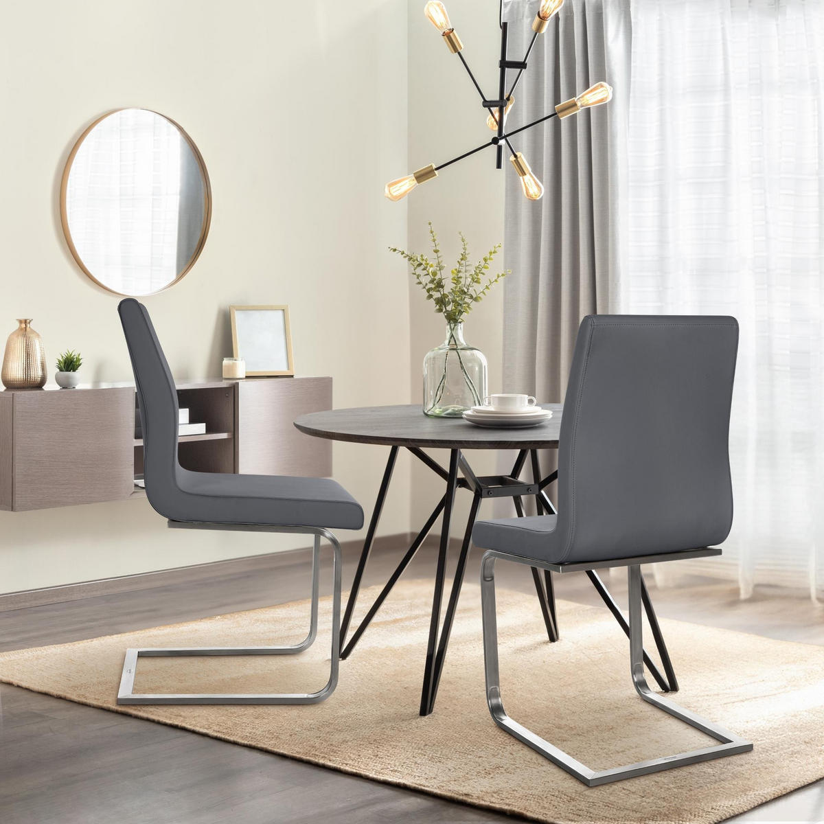 ESSZIMMERSTUHL Belfort 90x40x50 cm grau - Grau, Leder (40/90/50cm) - furnicato