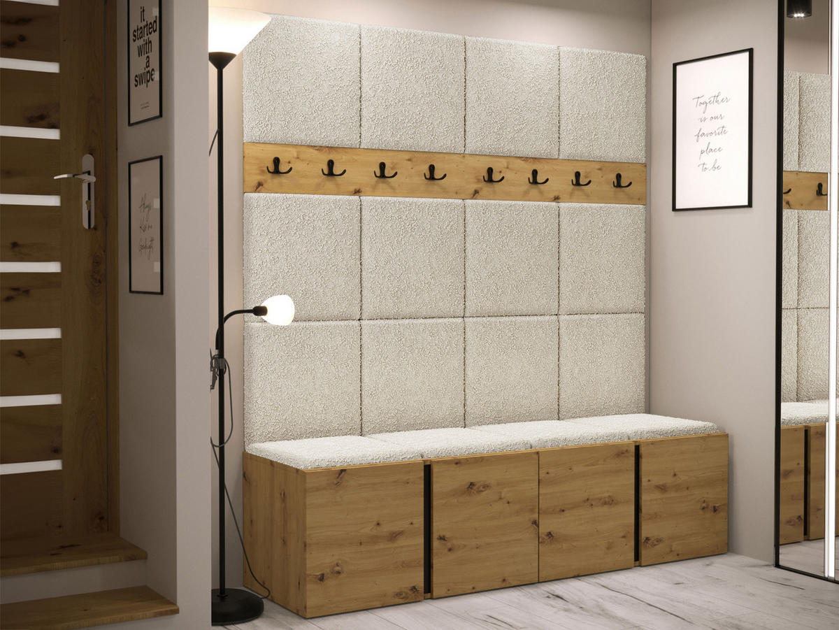 GARDEROBEN-SET Orion V - Creme/Eiche Artisan, Holzwerkstoff/Kunststoff (168/186/46cm) - MIRJAN24