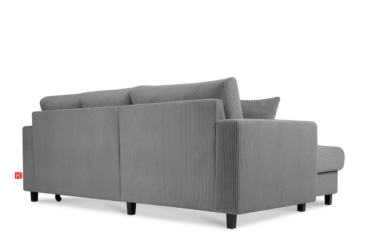 ECKSCHLAFSOFA EGRET Links mit Bettkasten, Cord-Stoff, dunkelgrau - Dunkelgrau, Textil (234/90cm) - KONSIMO®