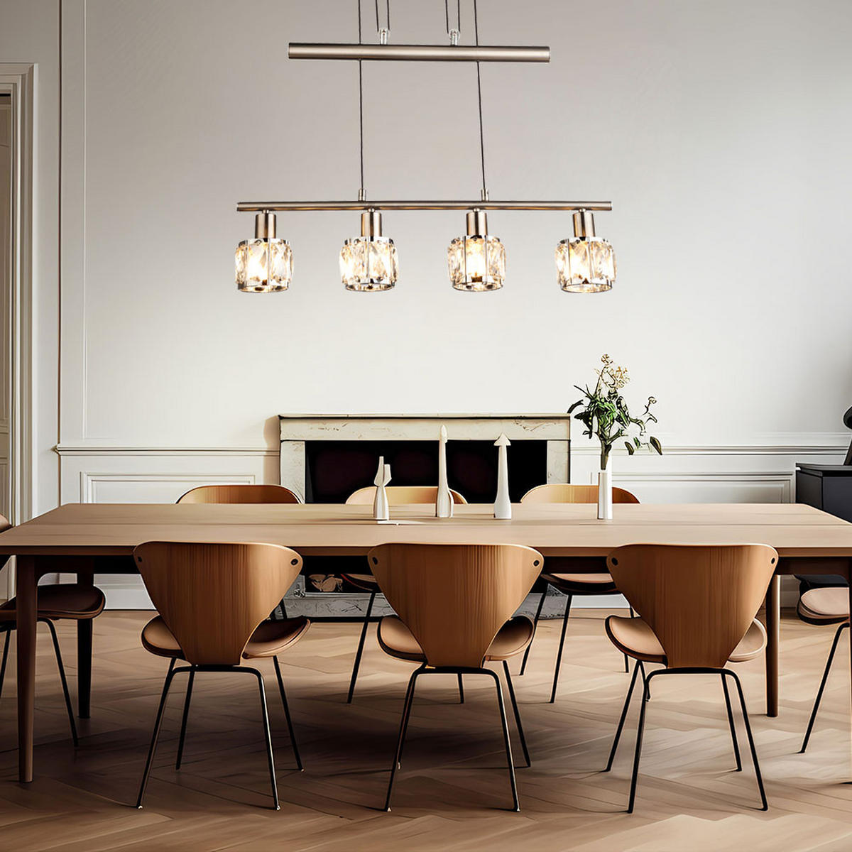 HÄNGELEUCHTE KRIS Silber matt klar - Silberfarben, Glas (60/9.2/160cm) - Globo Lighting