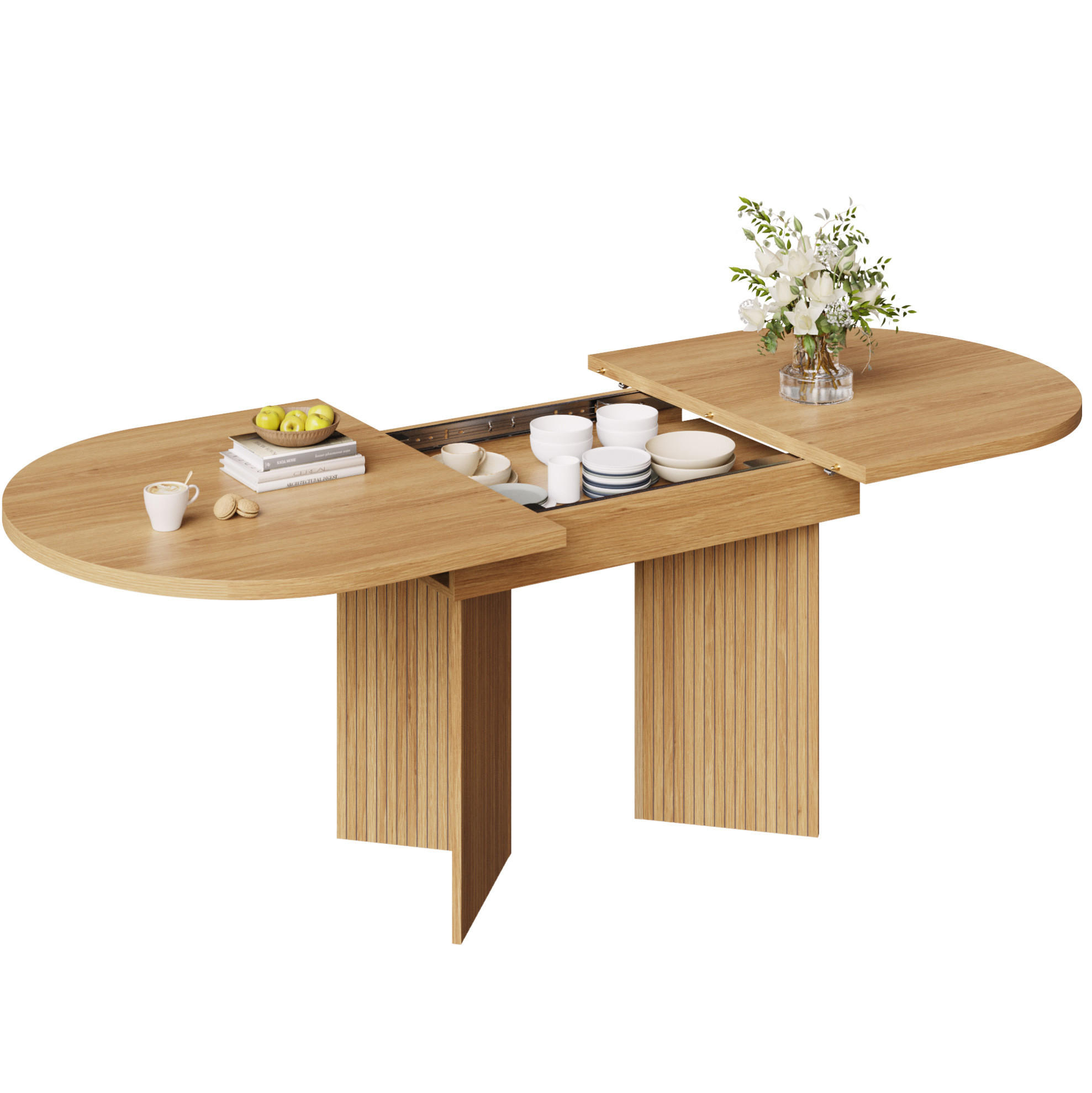 ESSTISCH 120-160/80/75 cm ausziehbar mit flexibler Tischplatte und MDF-Oberfläche, Naturholz - Hellbraun, Holzwerkstoff (120/80/75cm) - Redom