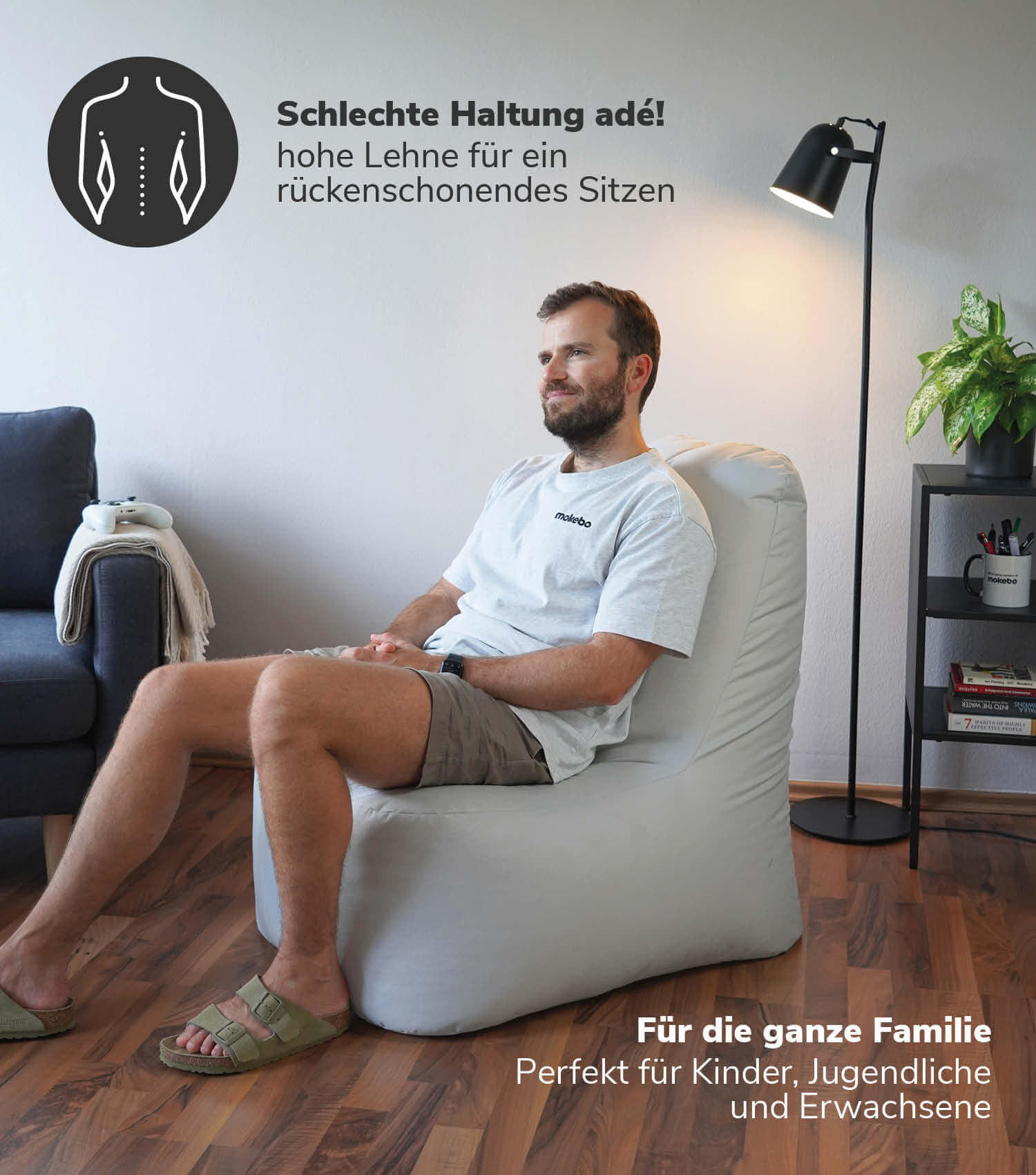 SITZSACK Der Däumchendreher - Grau, Textil (60/86/85cm) - Mokebo