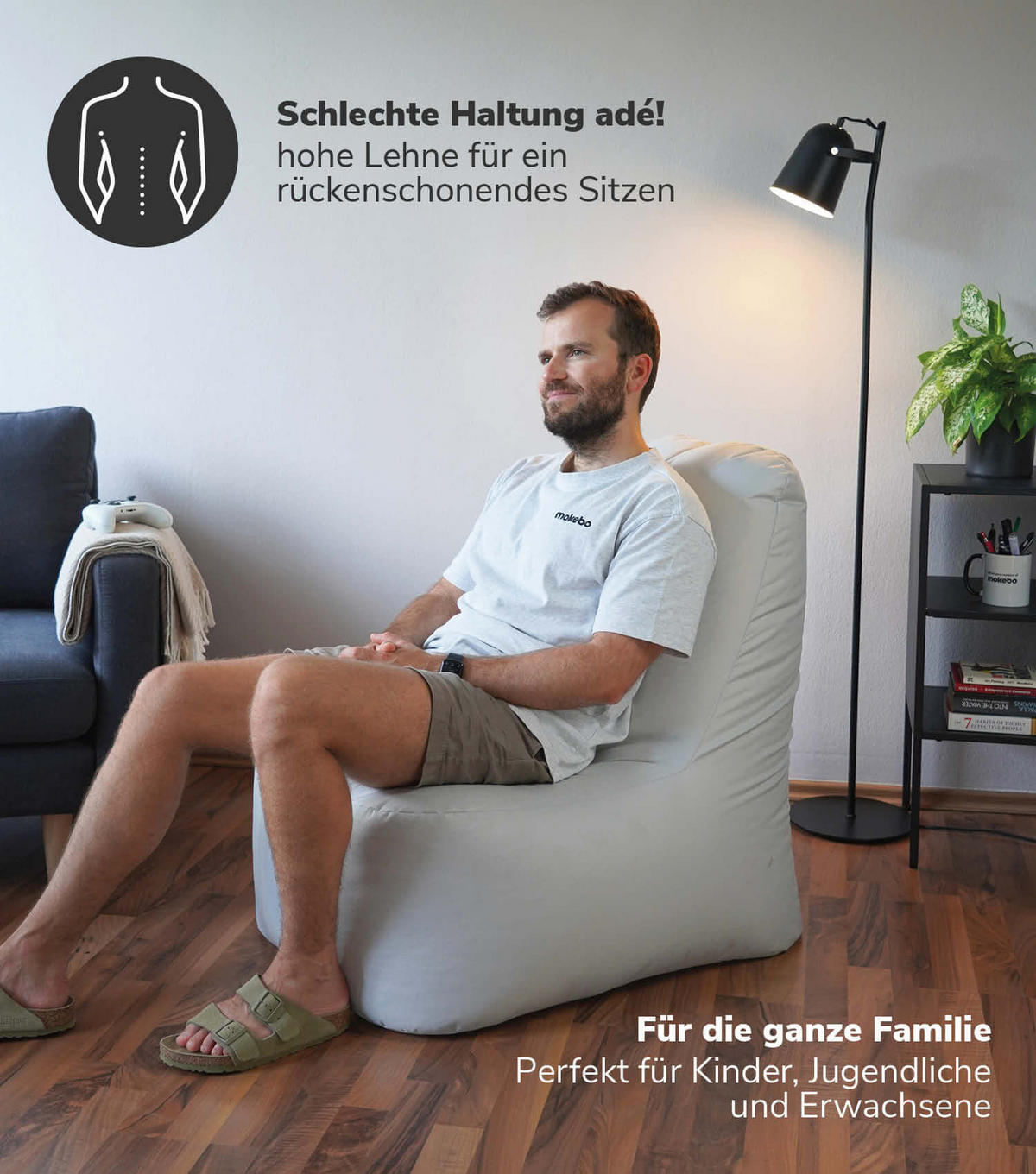 SITZSACK mit Hülle Der Däumchendreher - Grau, Textil (60/86/85cm) - Mokebo