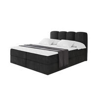 BOXBETT mit Matratze H4 - NINA - 160x200 cm - Schwarz - Schwarz Hochglanz, Holzwerkstoff (160/200cm) - ALTDECOR