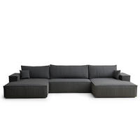 WOHNLANDSCHAFT Kyoto Anthrazit Webstoff - Schwarz/Grau, Holz/Holzwerkstoff (398/70/148cm) - Maison de Reve