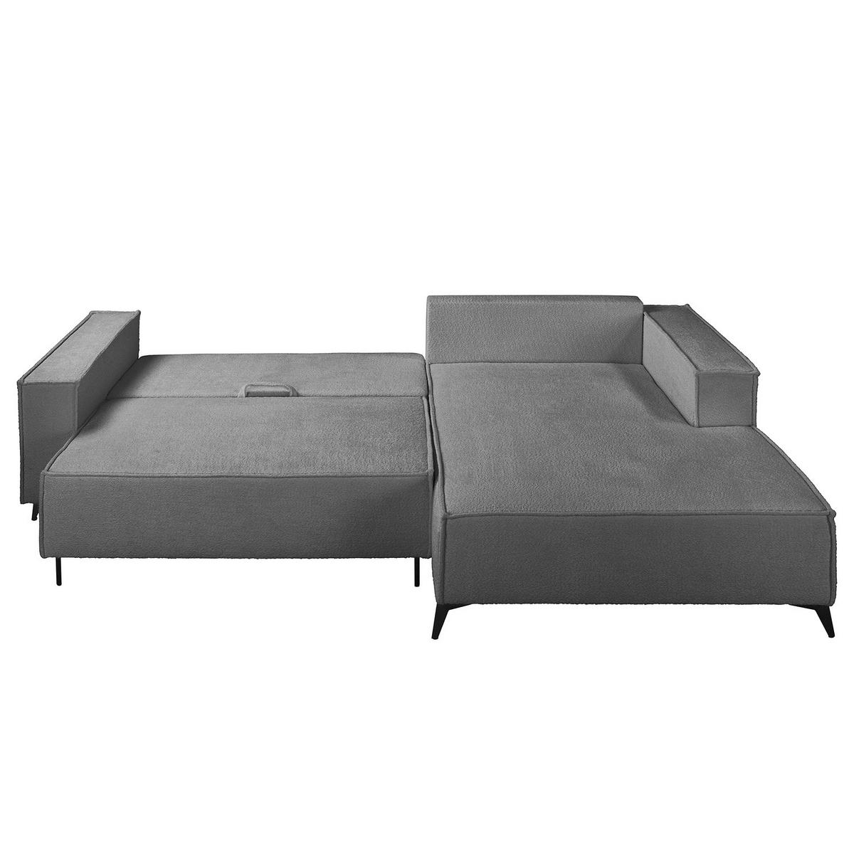 ECKSOFA mit Schlaffunktion - Silberfarben/Schwarz, Textil/Metall (294/185cm) - home24