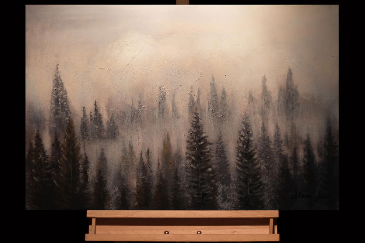 ACRYLBILD HANDGEMALT 90/60 cm - Weiß/Grün, Holz/Textil (90/60cm) - KUNSTLOFT