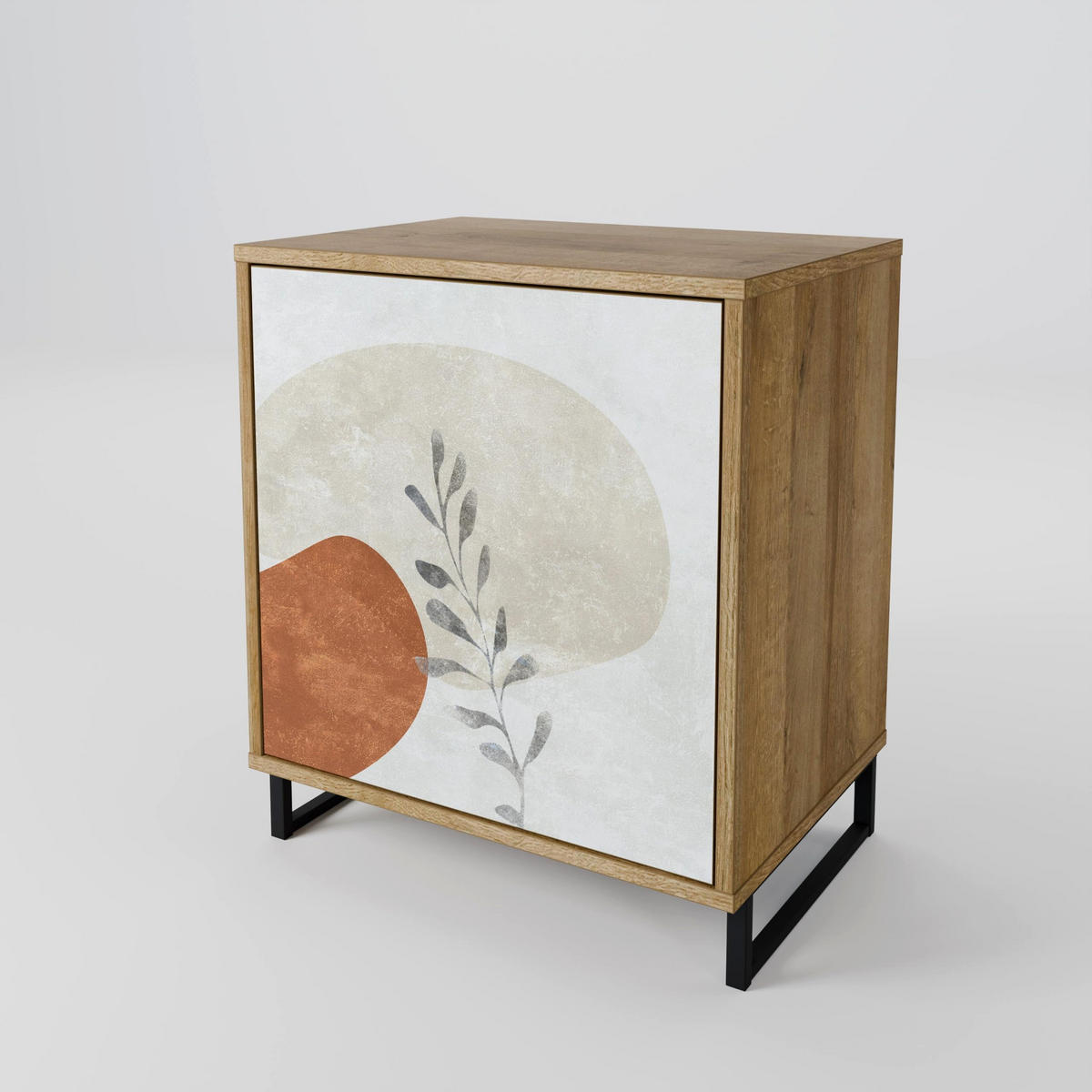 SIDEBOARD TRANQUIL TWIG, Eichefarben, 57,5x42x77,5 cm, Schräge Buchenholzfüße - Eichefarben/Buchefarben, Holzwerkstoff/Buchenholz (57.5/77.5/42cm) - SpaceRebels