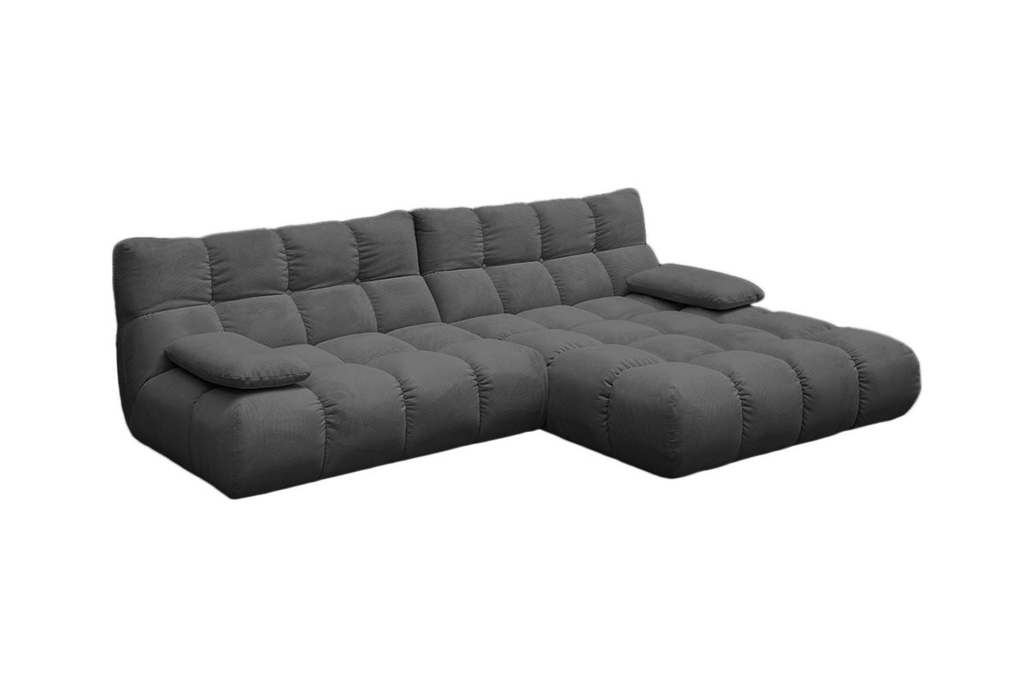 ECKSOFA VIVIEN Anthrazit Cord - Anthrazit/Schwarz, Kunststoff/Textil (290/178cm) - KAWOLA