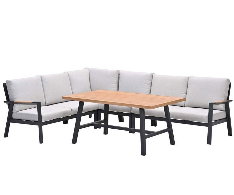 GARTENLOUNGESET Elati 5-teilig, Premium Dining Ecklounge Set, Gartenmöbelset - Anthrazit, Metall - GARDEN IMPRESSIONS