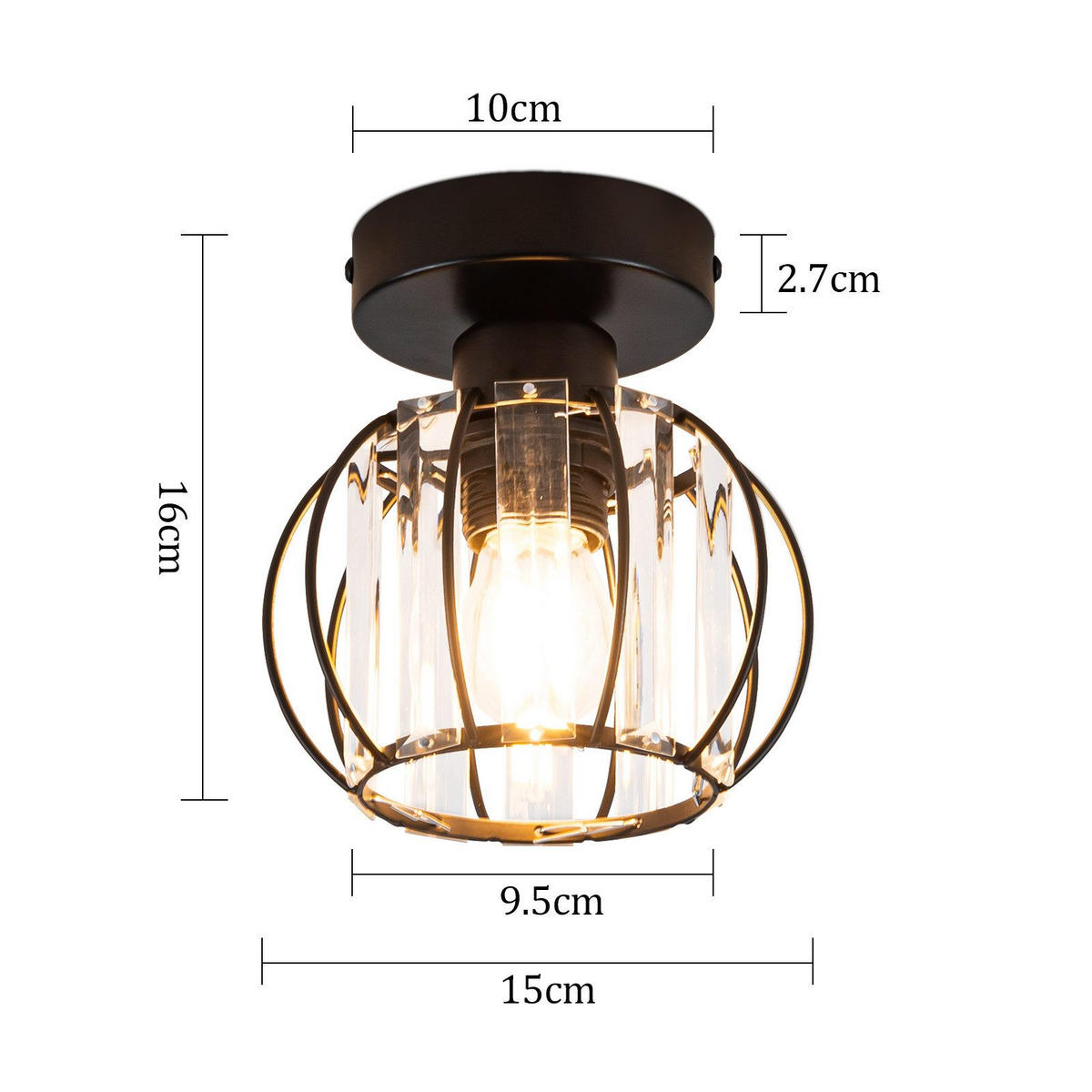 LED-DECKENLEUCHTE Veylan 15/16/15 cm - Schwarz, Metall (16/15/15cm) - ZMH