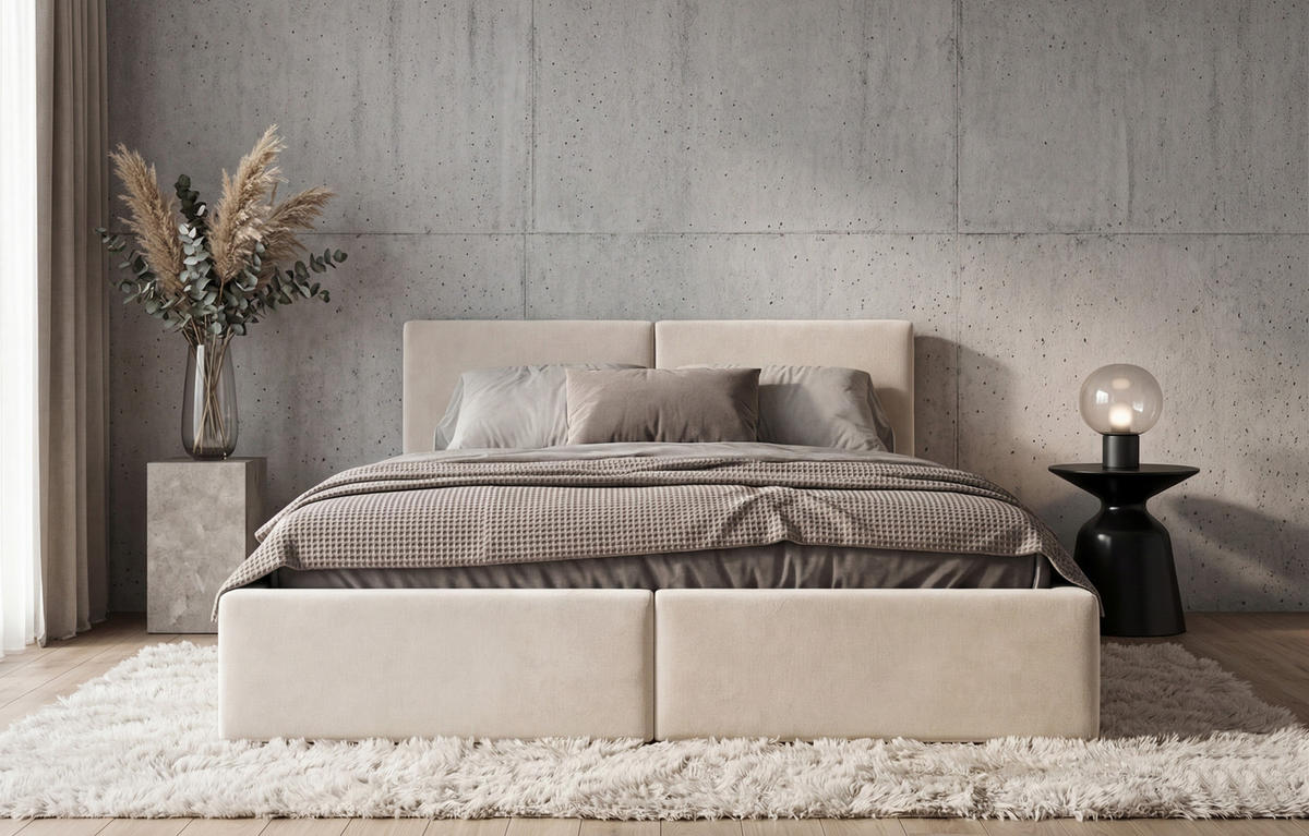 POLSTERBETT Hilton mit Stauraum - Kaschmir, Textil (120/200cm) - Interbeds