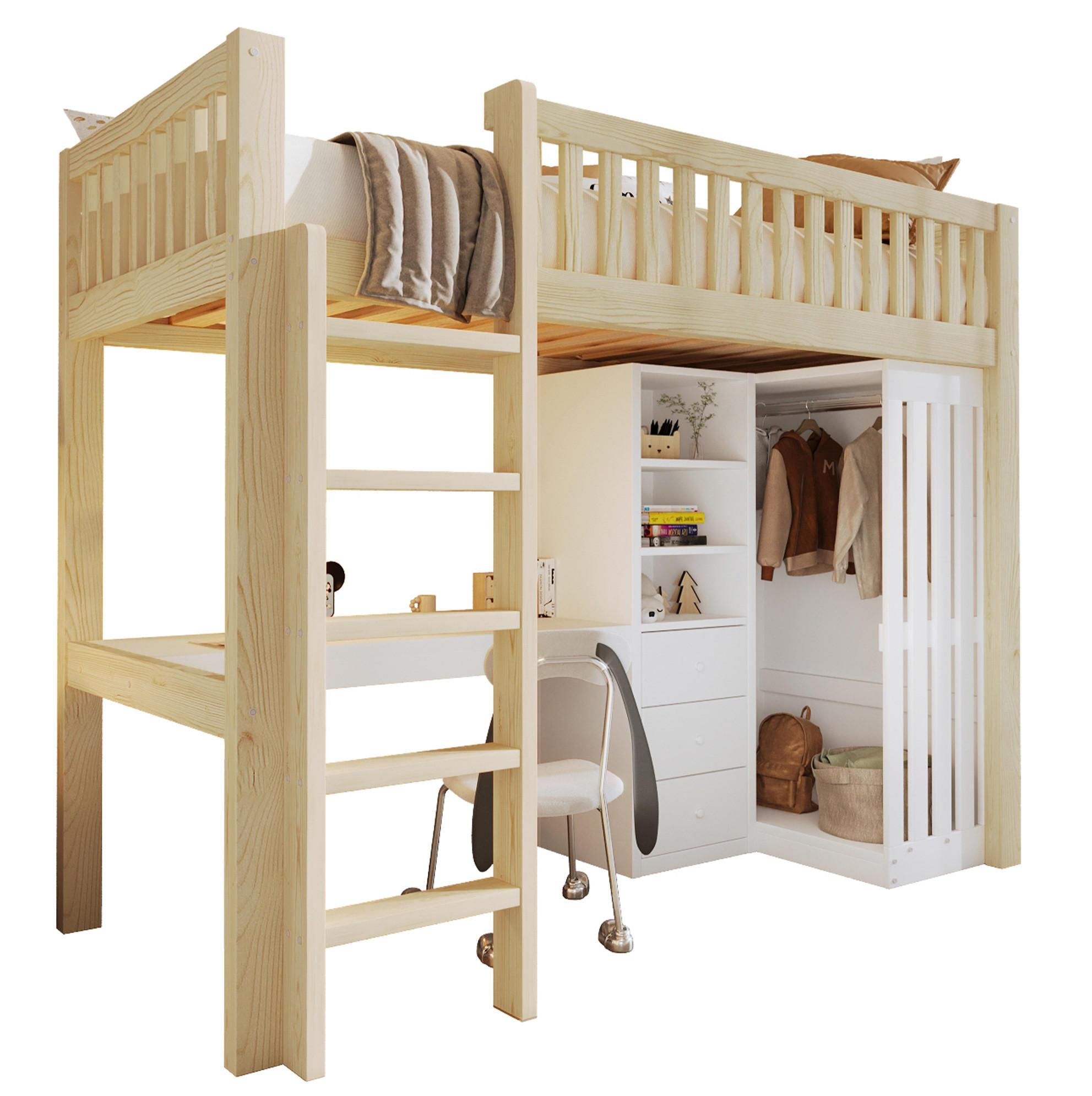 Beauniv Hochbett Braun 90x200 cm