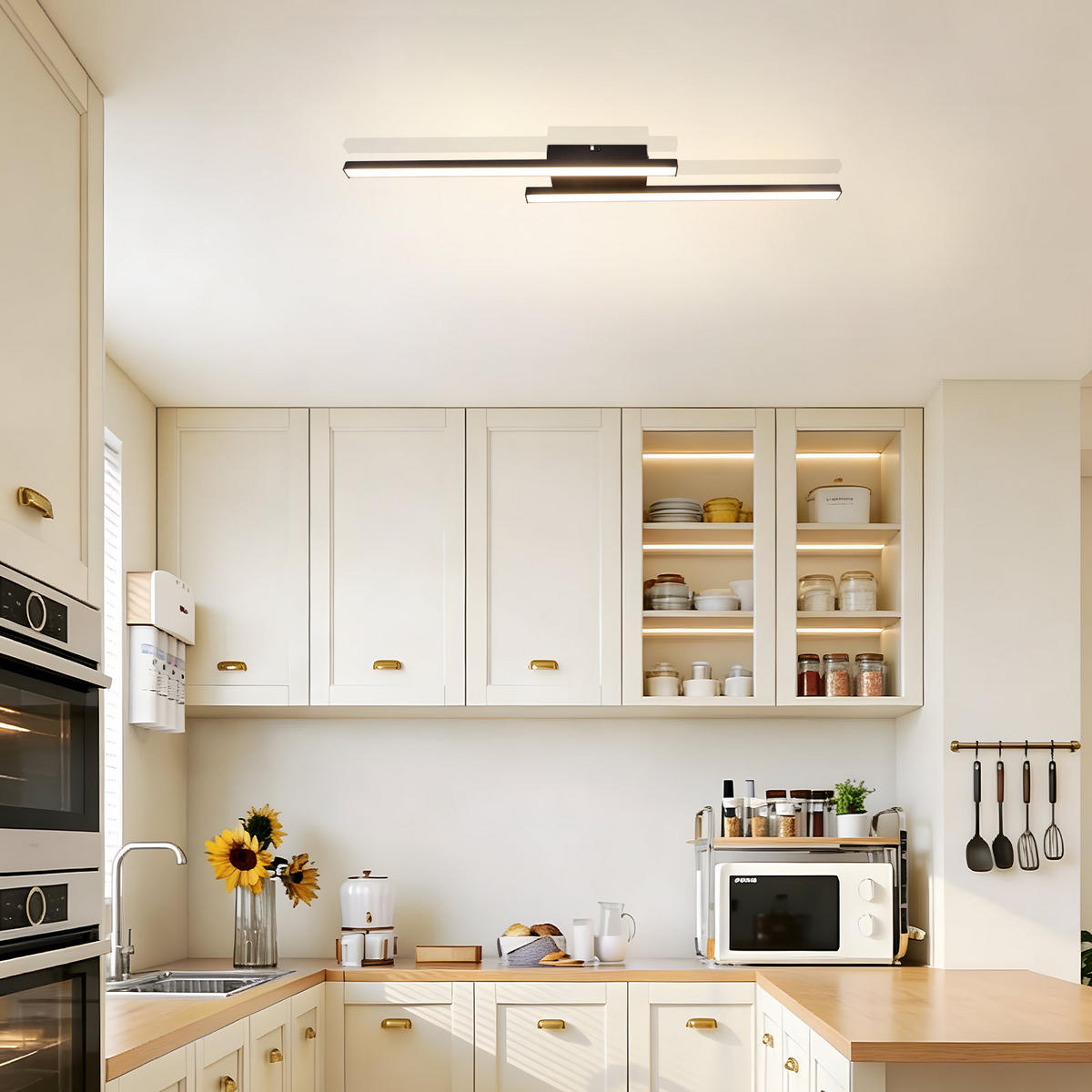LED DECKENLEUCHTE Krythyn 61.5/7/5 cm - Schwarz, Kunststoff/Metall (61.5/7/5cm) - ZMH