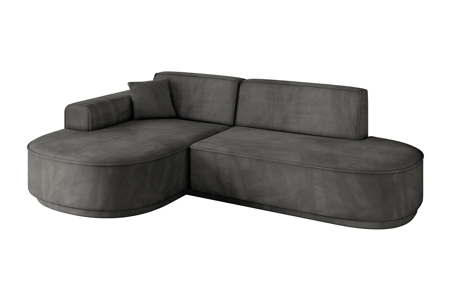 ECKSOFA Ottomane Links MARI-L1-v3 - 243x171x83 cm Dunkelgrau Velours - Dunkelgrau/Schwarz, Holzwerkstoff/Kunststoff (243/171cm) - ALTDECOR