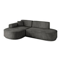 ECKSOFA Ottomane Links MARI-L1-v3 - 243x171x83 cm Dunkelgrau Velours - Dunkelgrau/Schwarz, Holzwerkstoff/Kunststoff (243/171cm) - ALTDECOR